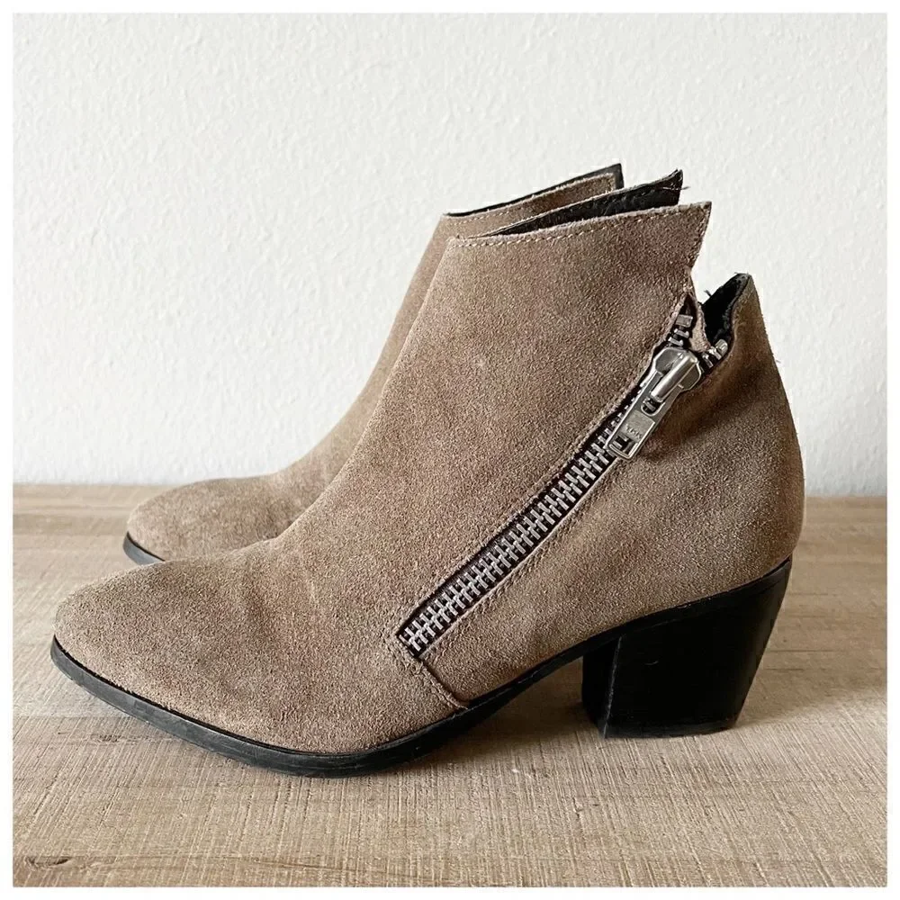 Anthropologie Matisse Frankie Asymmetrical Suede Zip Ankle Bootie